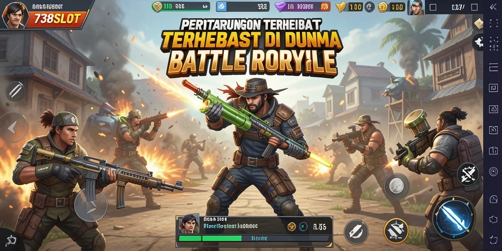 Tangkapan layar gameplay 738SLOT dengan aksi Battle Royale yang seru.