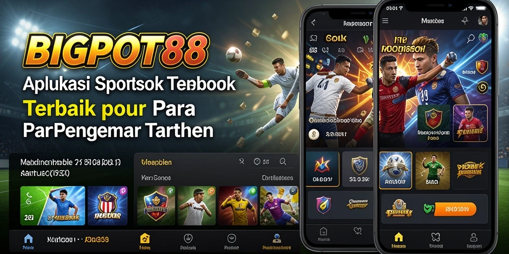 Tampilan utama aplikasi BIGPOT88 dengan fitur Sportsbook yang menarik.