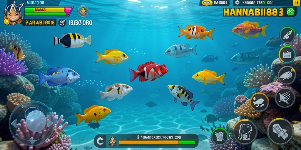 Tampilan gameplay seru dalam HANABI88 dengan berbagai ikan yang menunggu untuk ditembak.