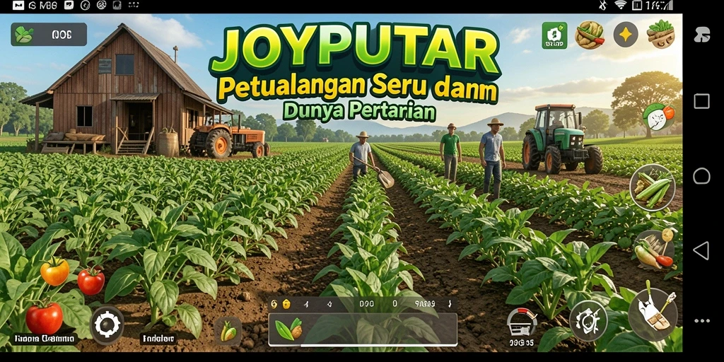 Tampilan gameplay JOYPUTAR yang menampilkan aktivitas pertanian yang seru.