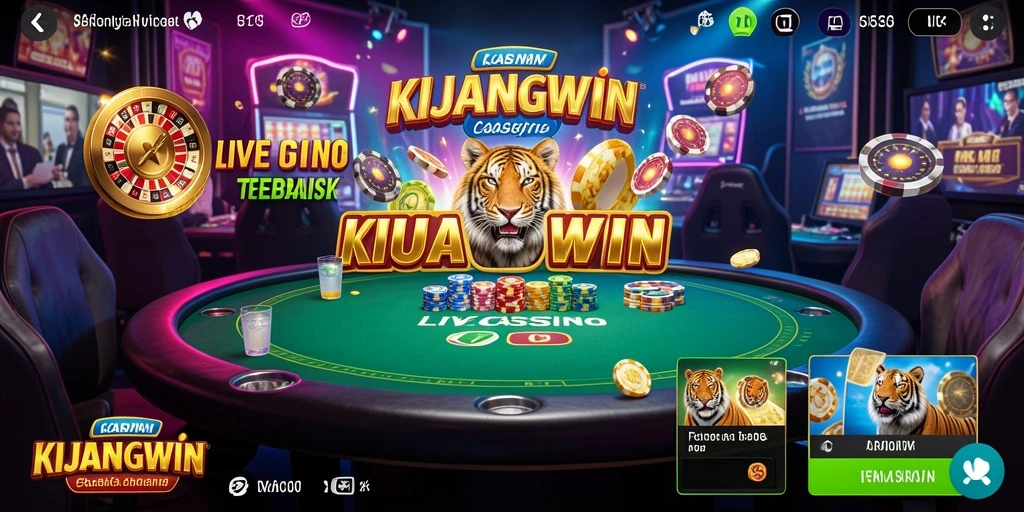 Gameplay KIJANGWIN menampilkan dealer langsung dan suasana kasino yang nyata.