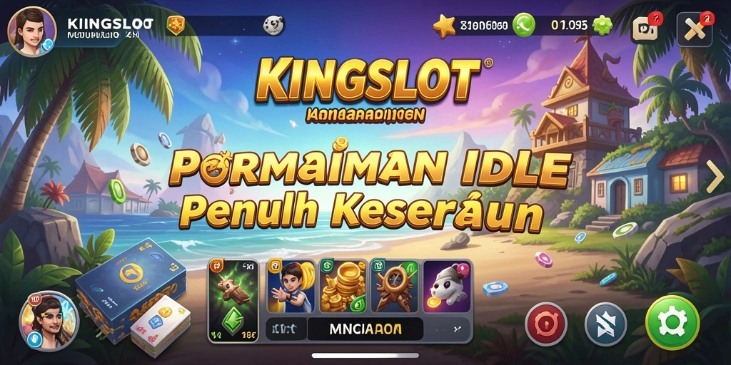 Screenshot gameplay KINGSLOT menampilkan karakter yang melakukan tugas secara otomatis.