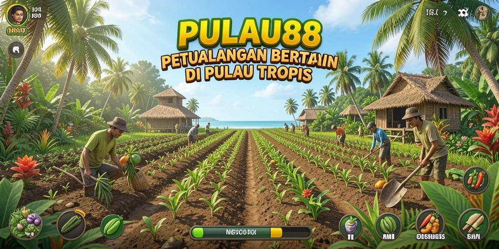 Screenshot utama PULAU88 menunjukkan gameplay seru bercocok tanam.