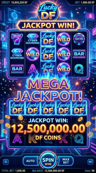 Screenshot antarmuka pengguna luckydf yang menarik.